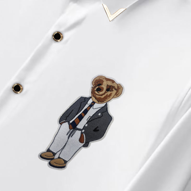 Men's Luxury Embroidery Shirt (Golden Buttons)