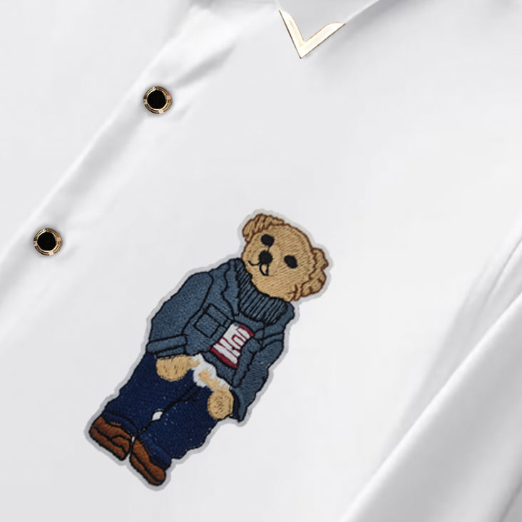 Men's Luxury Embroidery Shirt (Golden Buttons)