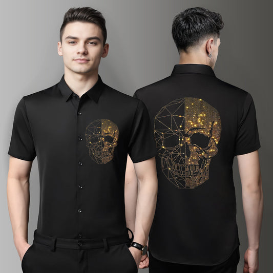 Men's Luxury Rhinestone Half Sleeve Shirt