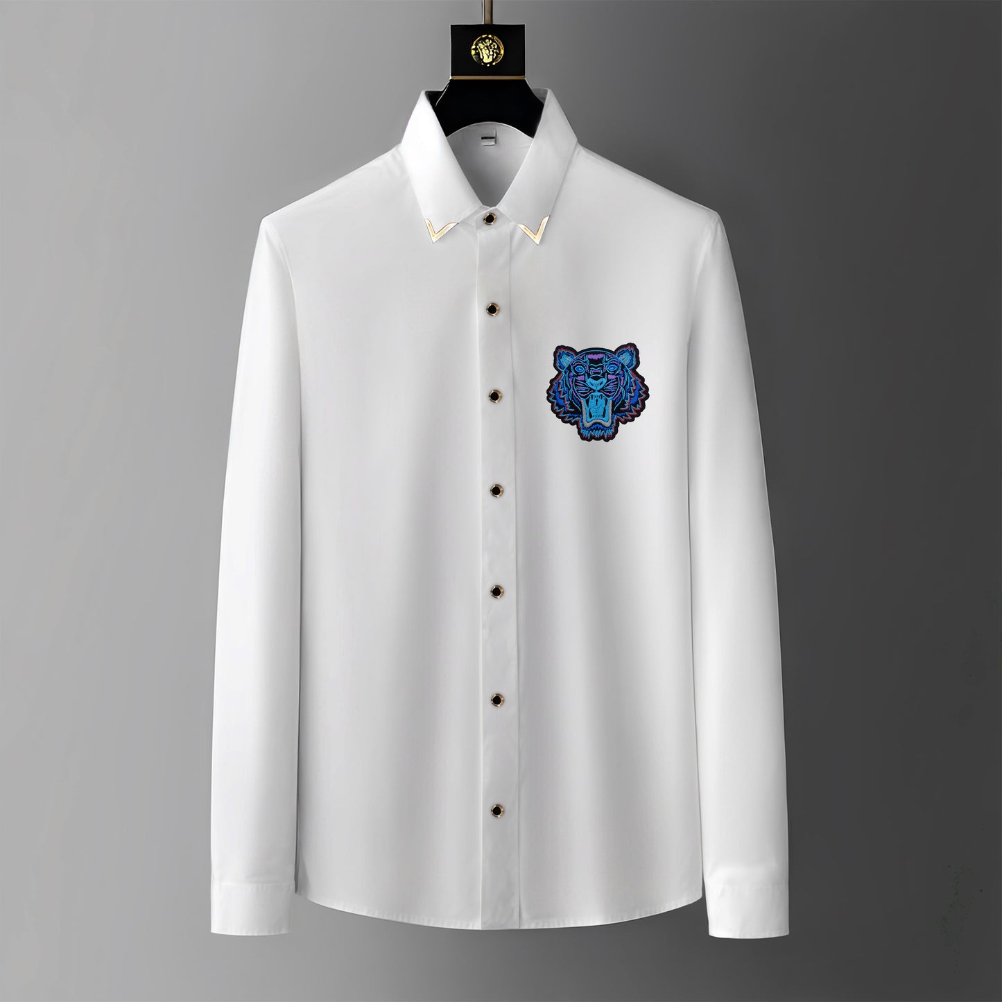 Men's Luxury Embroidery Shirt (Golden Buttons)