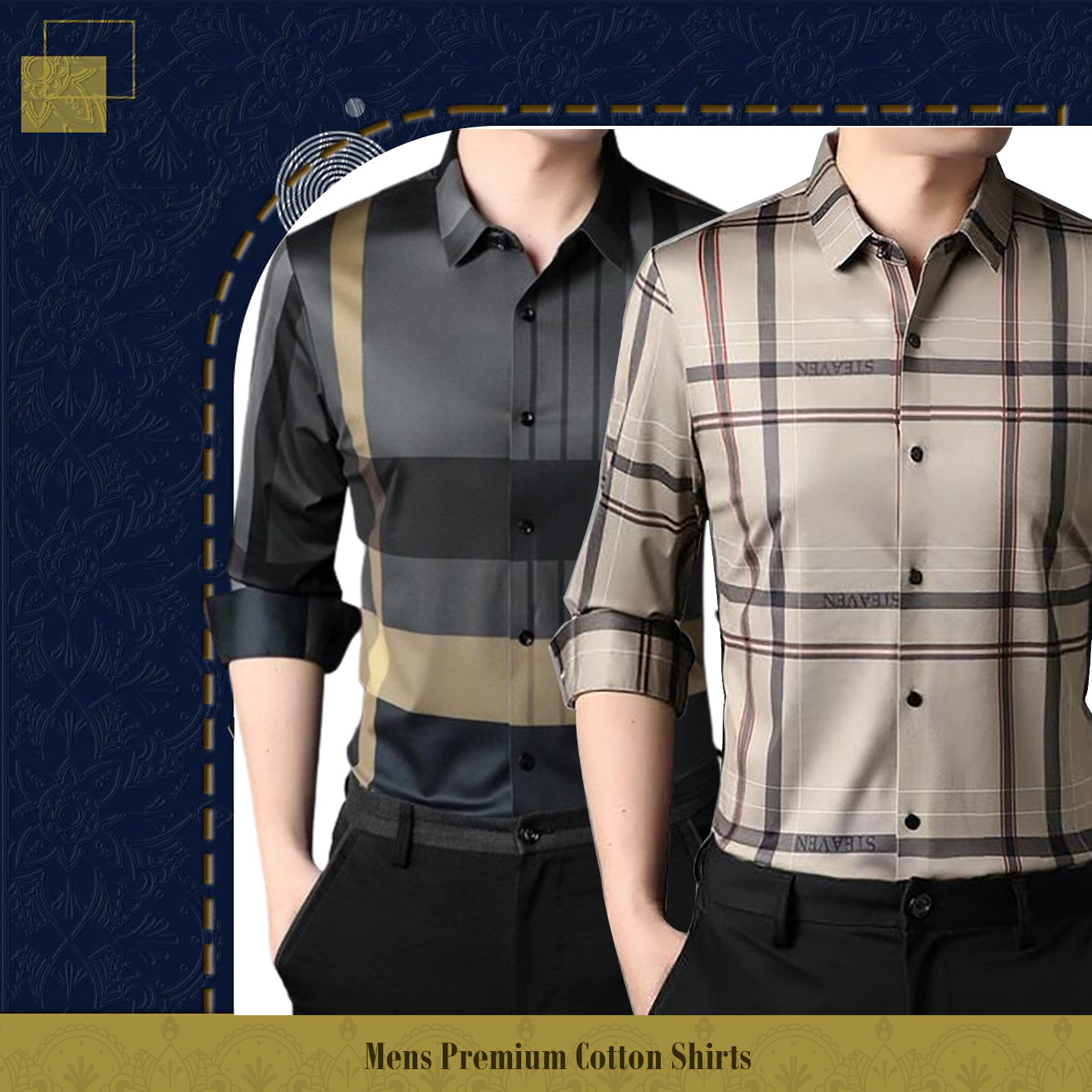 Men's Premium Cotton Shirts ( GYL+ CREAM )