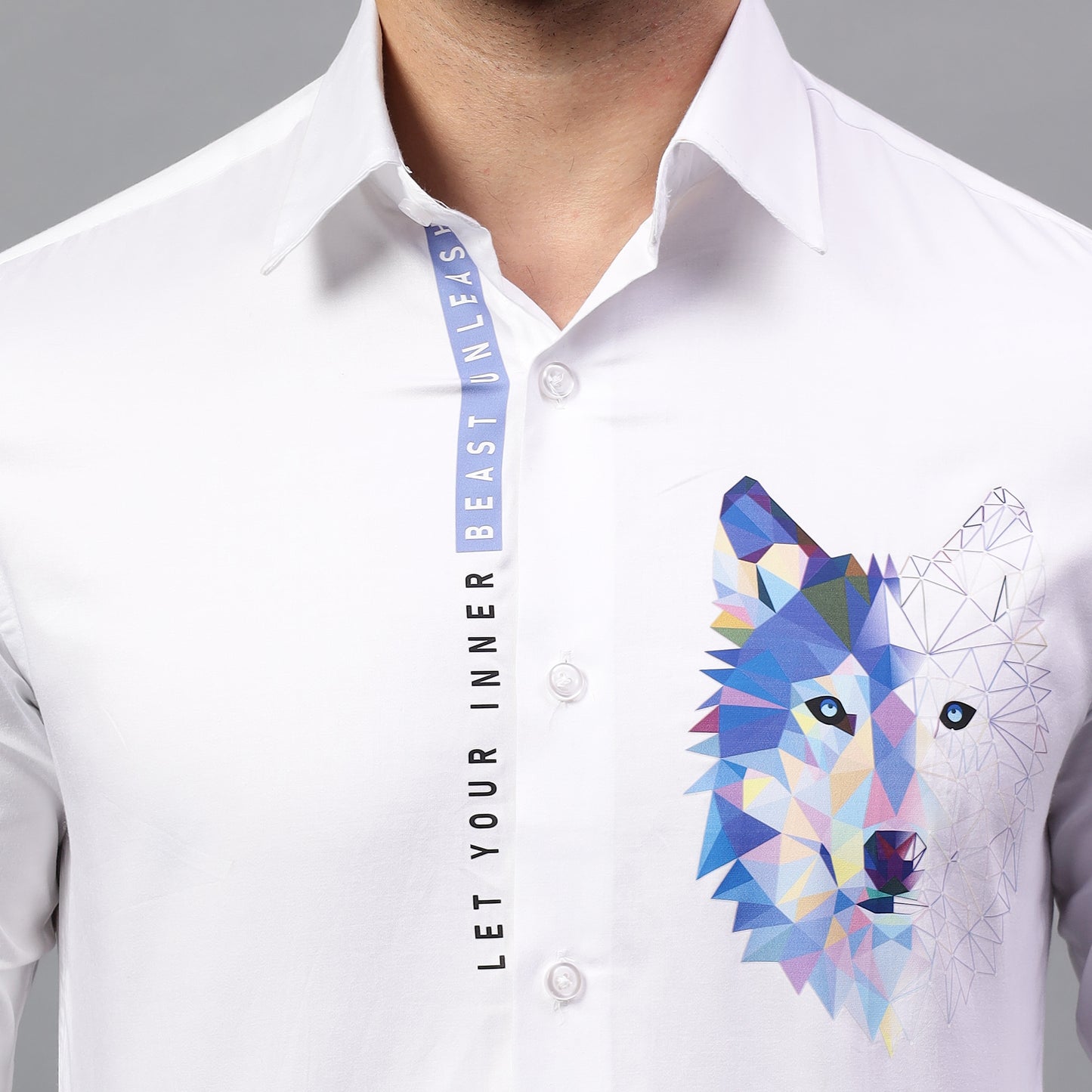 Luxury Design White Printed Cotton Shirt (FMC - A2)