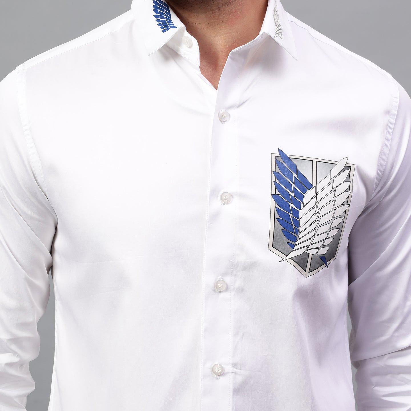 Luxury Design White Printed Cotton Shirt (FMC - A1)