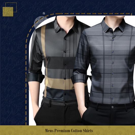 Men's Premium Cotton Shirts ( GYL+SILVER L )