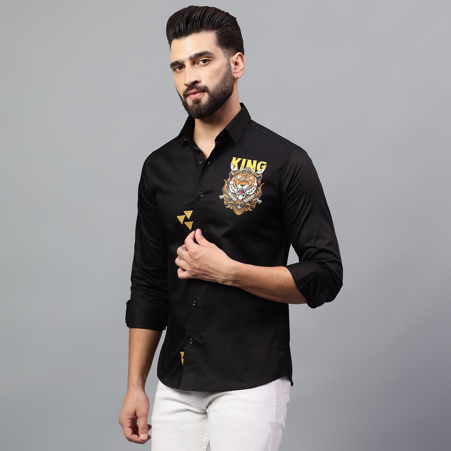 Luxury Design Black Printed Cotton Shirt (FMC - A20)