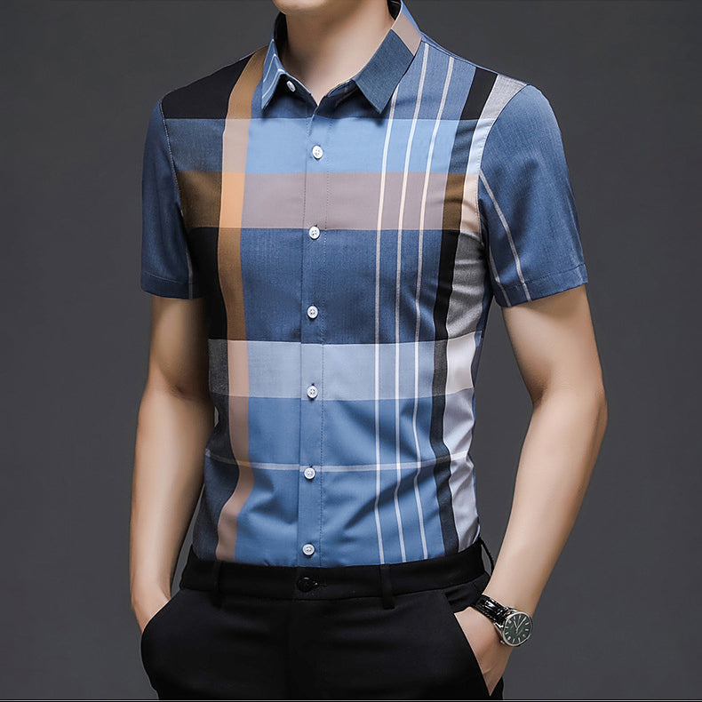 Half Sleeves Men's Cotton Check Shirt