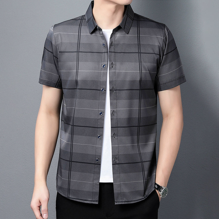 Half Sleeves Men's Cotton Check Shirt