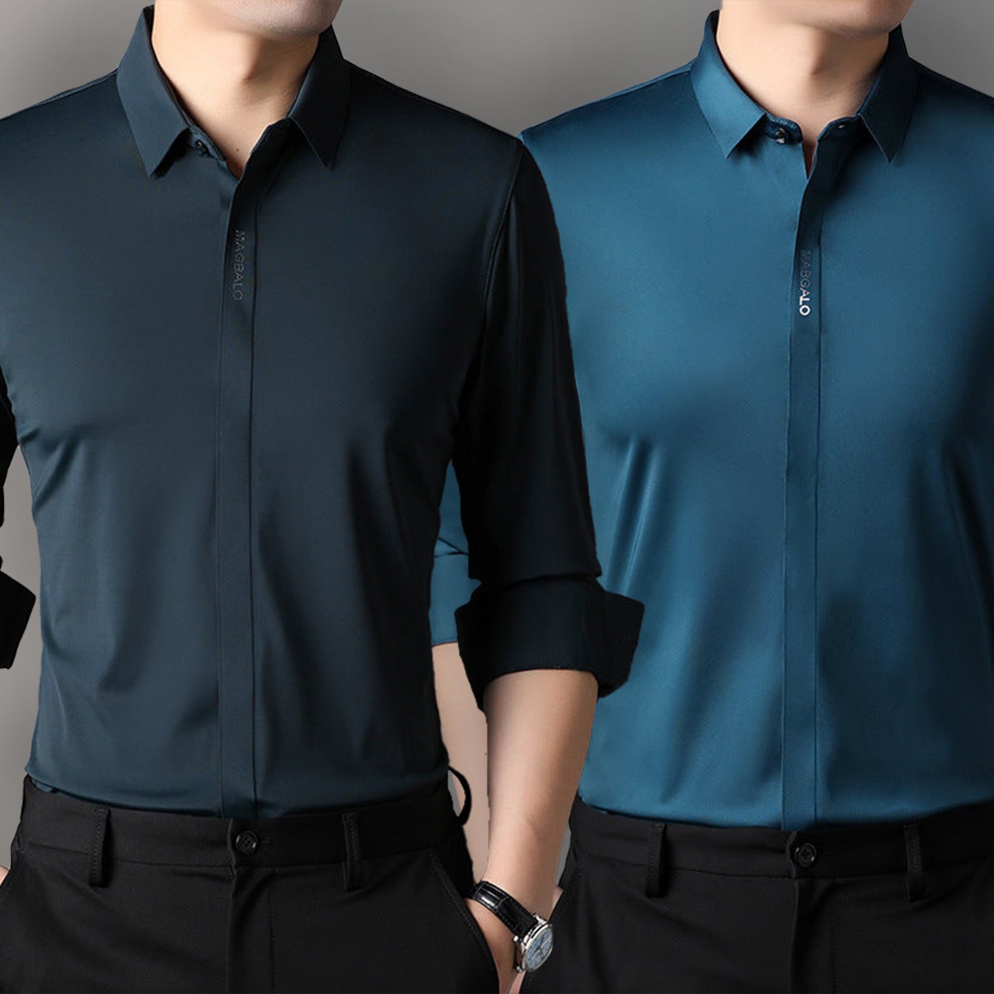 Premium Men's Solid Shirts (SOLID PRUSSIAN BLUE+SOLID ROYAL BLUE)