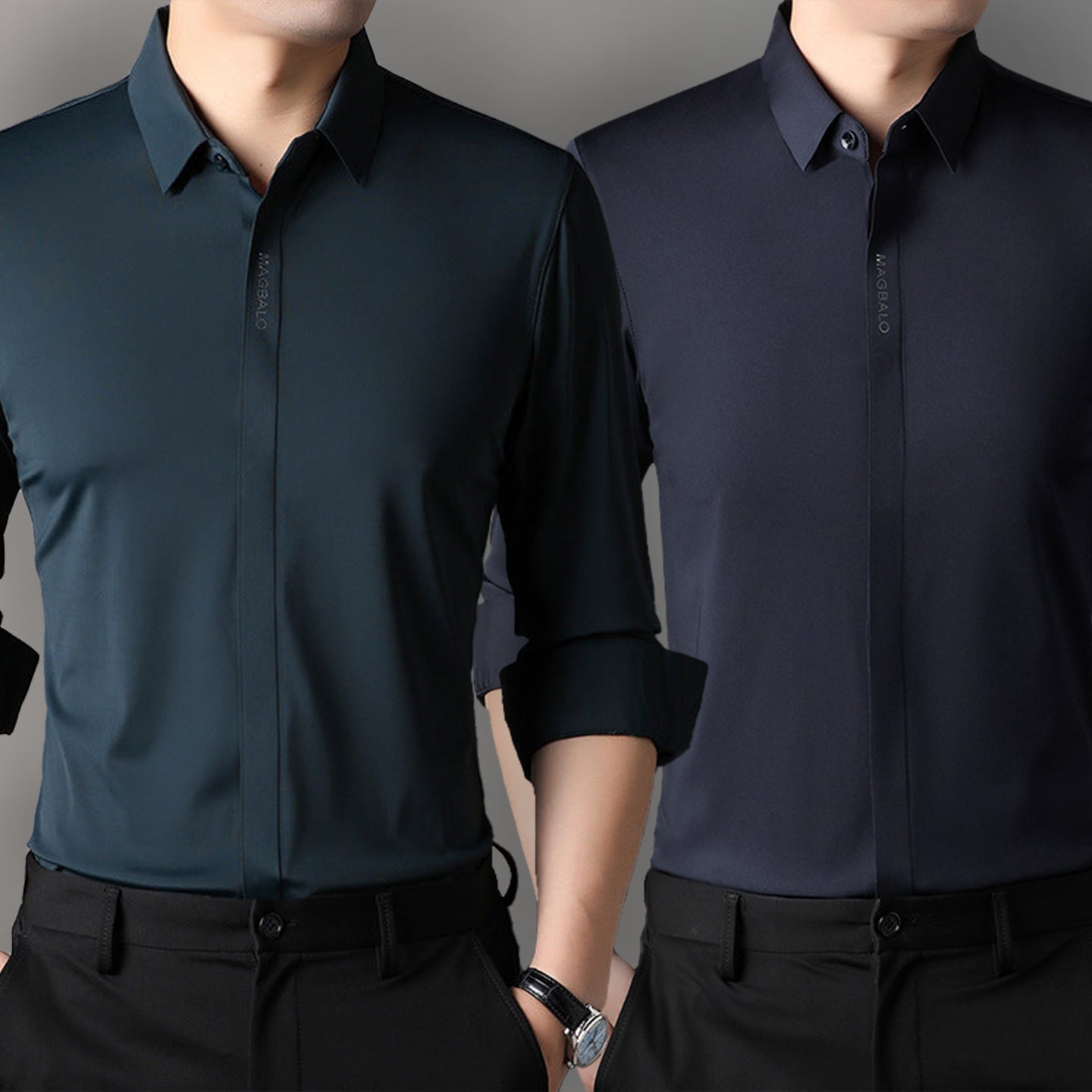 Premium Men's Solid Shirts (SOLID PRUSSIAN BLUE+SOLID NAVY BLUE)