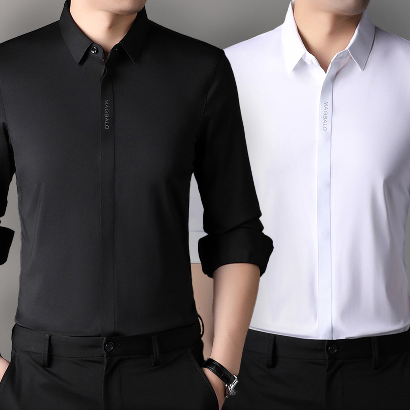 Premium Men's Solid Shirts (SOLID BLACK+SOLID WHITE)