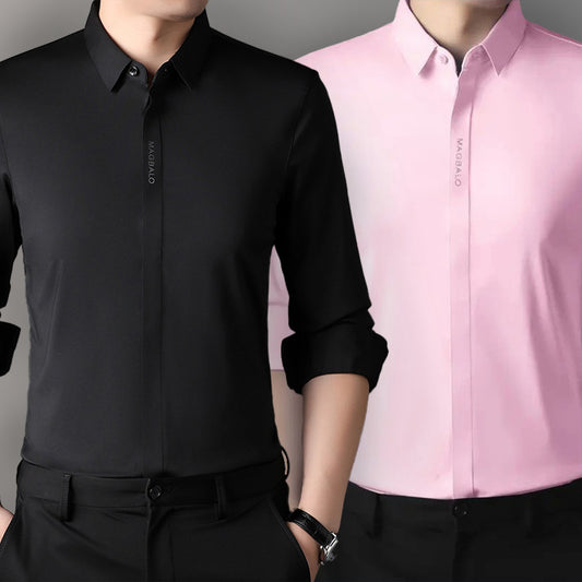 Premium Men's Solid Shirts (SOLID PINK+SOLID BLACK)