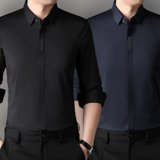 Premium Men's Solid Shirts (SOLID BLACK+SOLID NAVY BLUE)