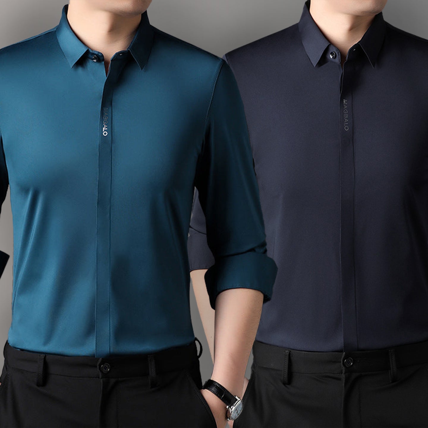 Premium Men's Solid Shirts (SOLID ROYAL BLUE+SOLID NAVY BLUE)