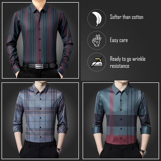 Pack of 3 Full Sleeve Cotton Check Shirt (R LINE+GL+GRC)