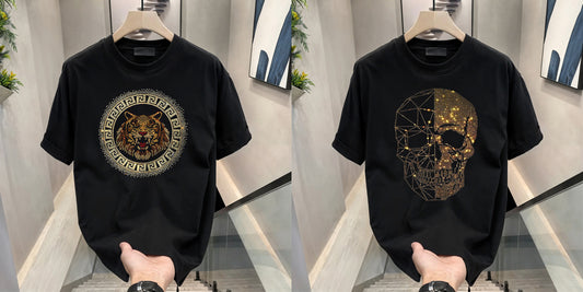 Luxury Cotton T-shirts (RH -Tiger 3+ Skull)