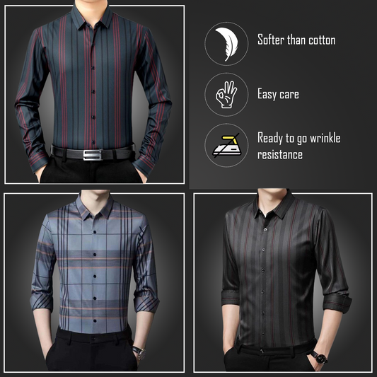 Pack of 3 Full Sleeve Cotton Check Shirt (R LINE+GL+DGRB)