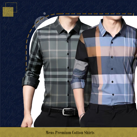 Men's Premium Cotton Shirts (GREEN CHECK+SOB)