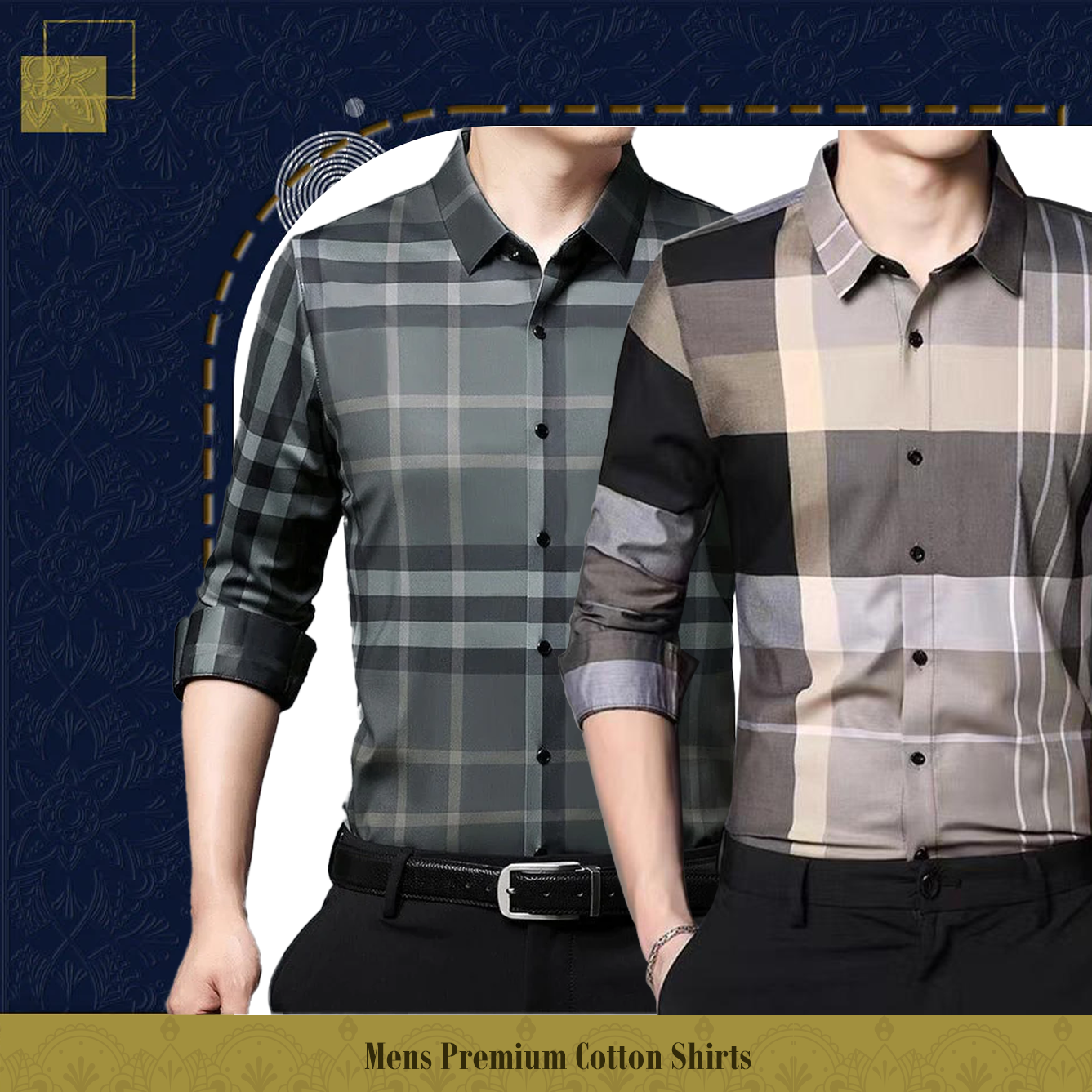 Men's Premium Cotton Shirts (GREEN CHECK+CGL)