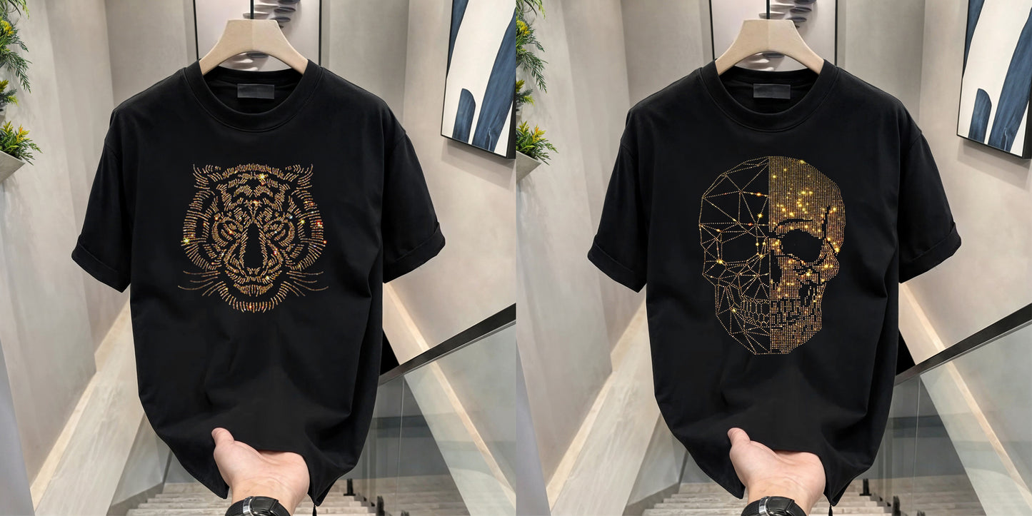 Luxury Cotton T-shirts (RH - Skull + Tiger 1)