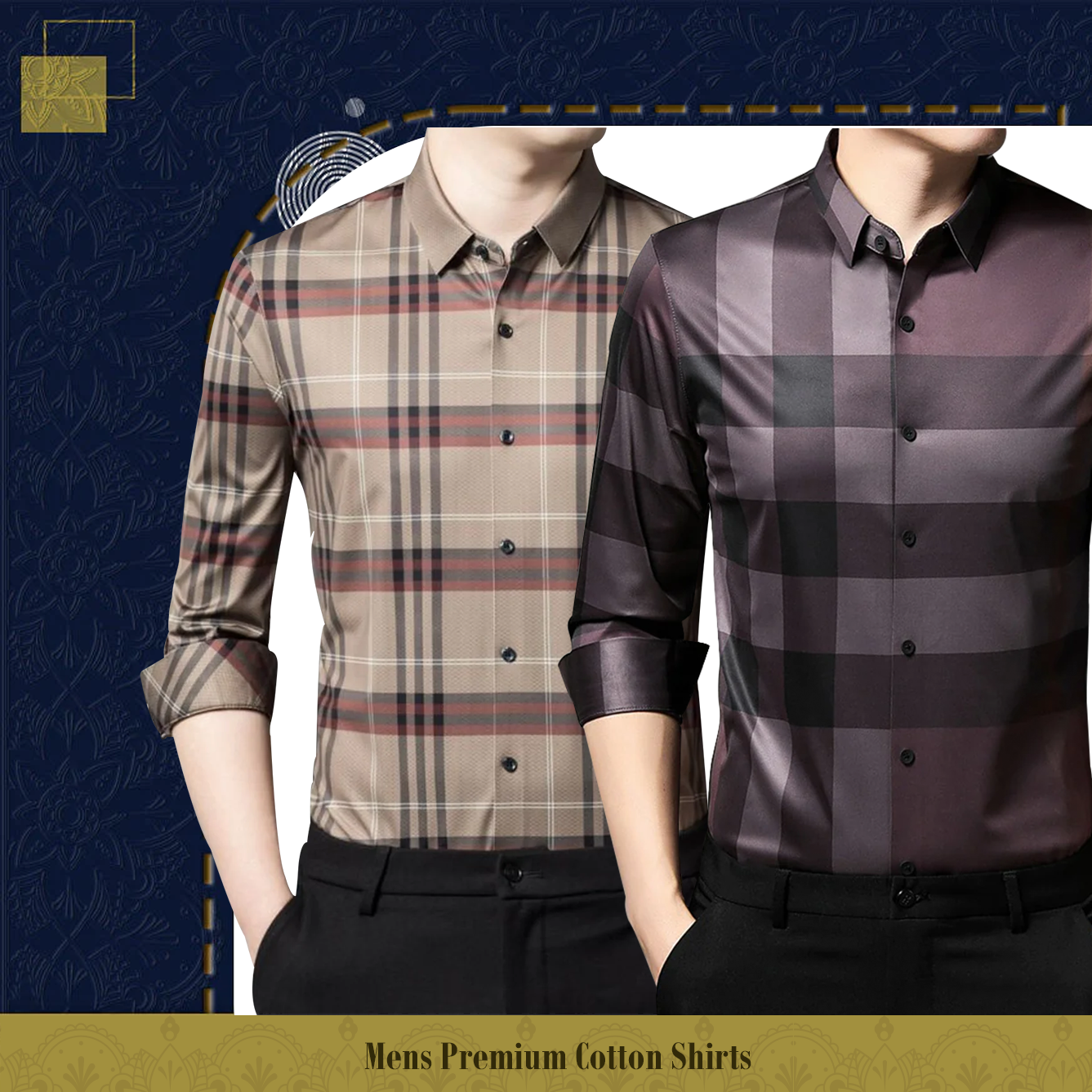 Full Sleeve Cotton Check Shirt (BROWN_BOX+BB2)