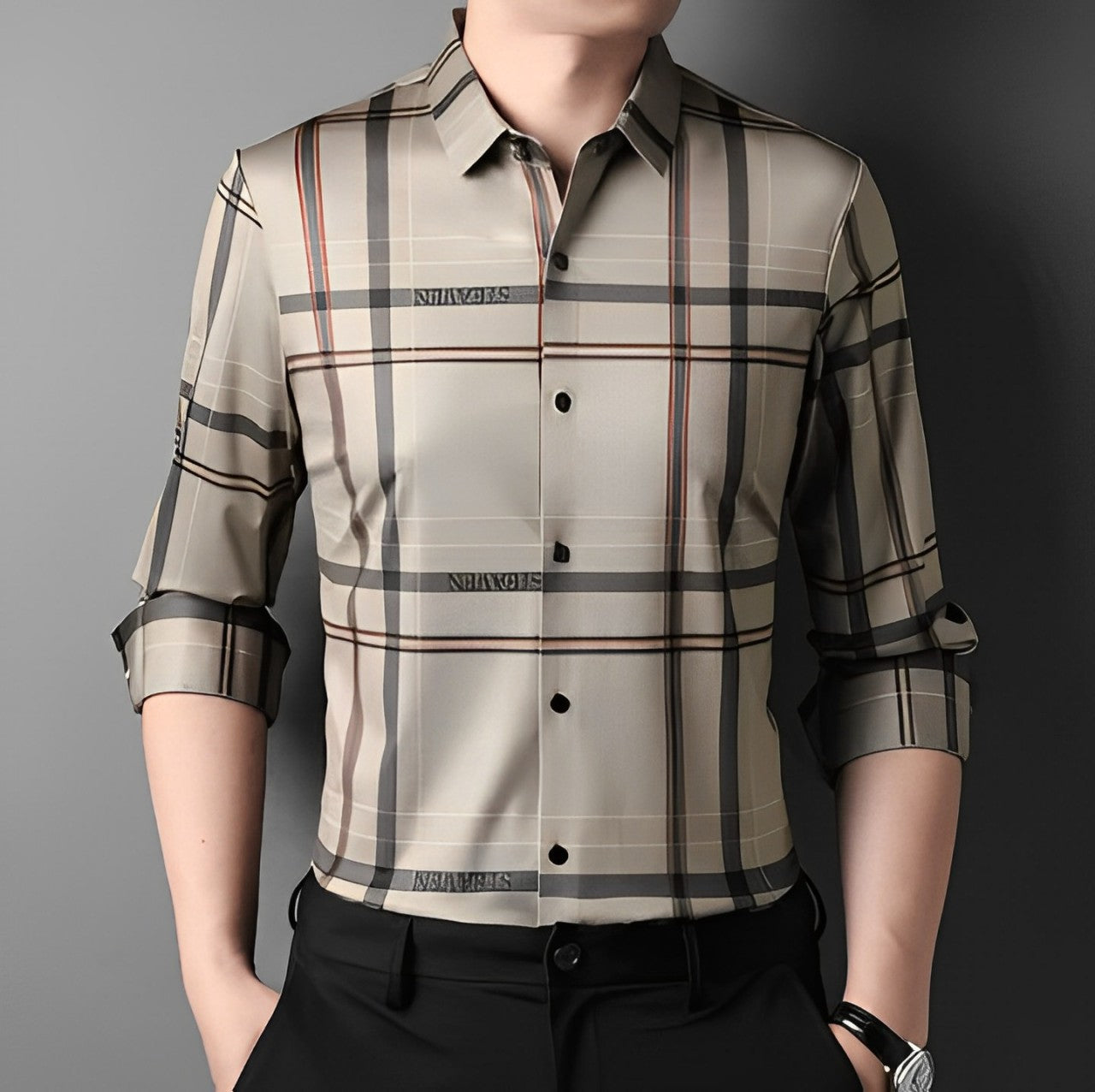 Creamy Elegance Full Sleeve Cotton Check Shirt (CREAM)