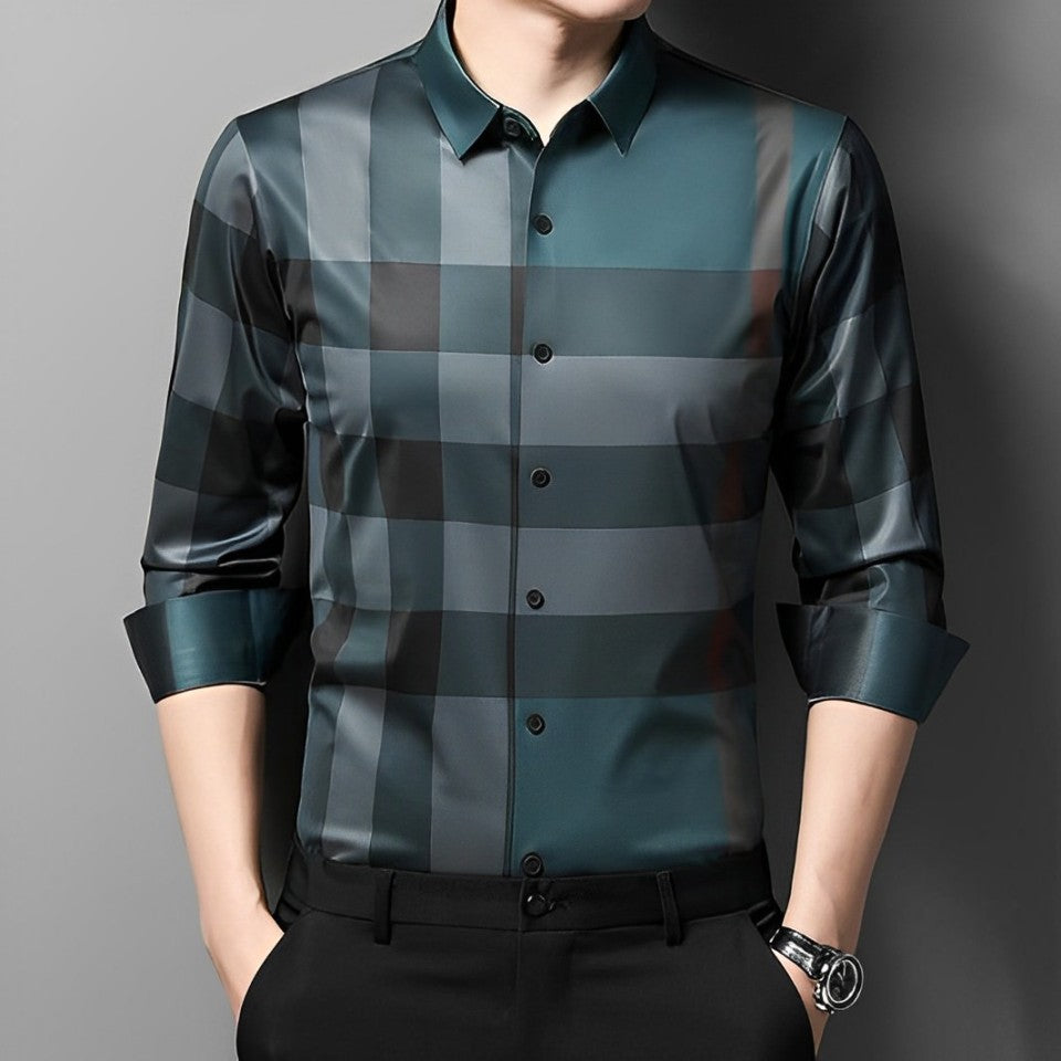 Peacock Plume Full Sleeve Cotton Check Shirt (PEACOCK)