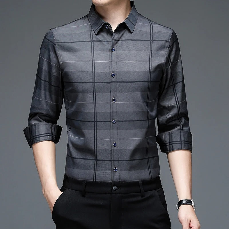 Urban Grey Full Sleeve Cotton Check Shirt (SILVER L)