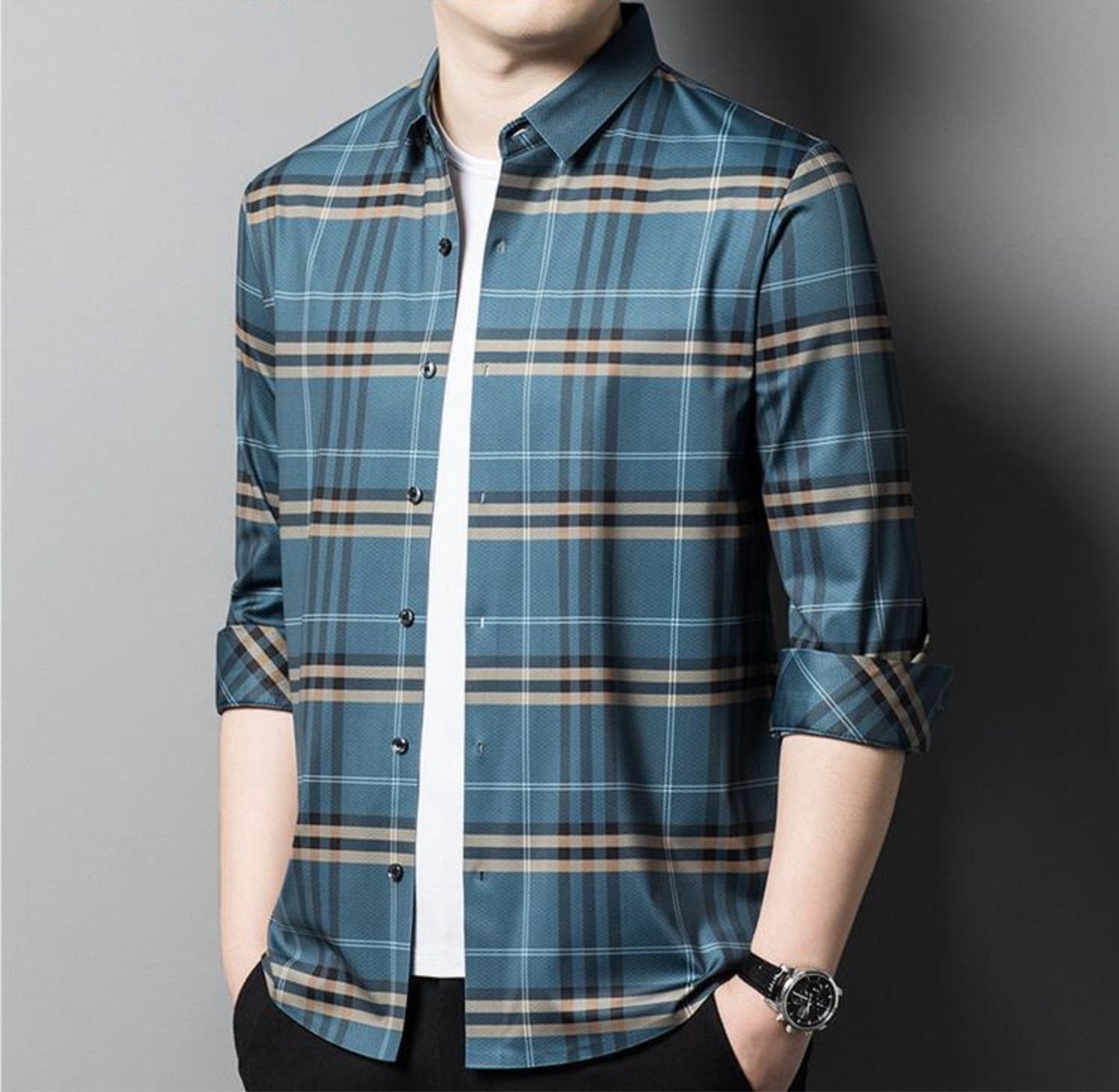 Azure Sky Full Sleeve Cotton Check Shirt (BLUEBOX)