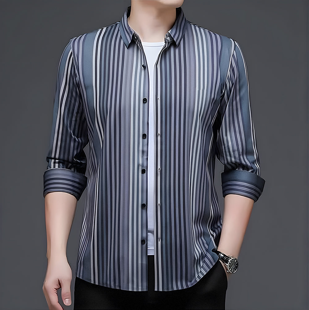 Maritime Stripe Fusion Full Sleeve Cotton Check Shirt (BLUE LINE)