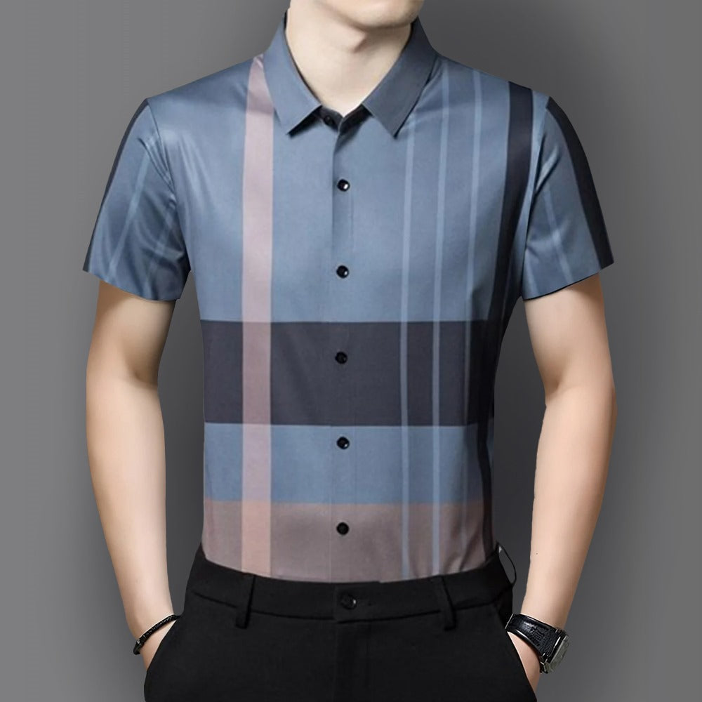 Half Sleeves Men's Cotton Check Shirt