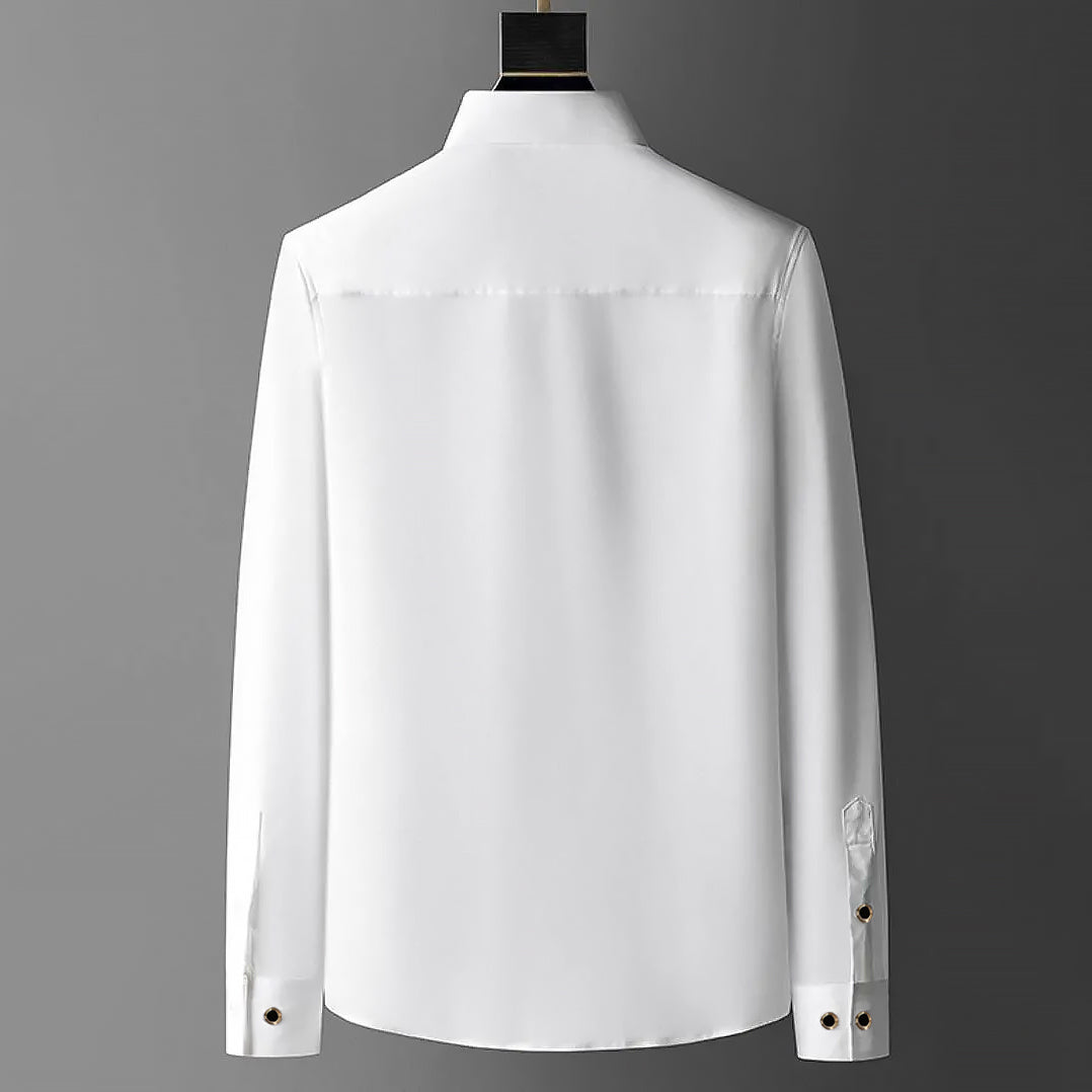 Men's Luxury Embroidery Shirt (Golden Buttons)